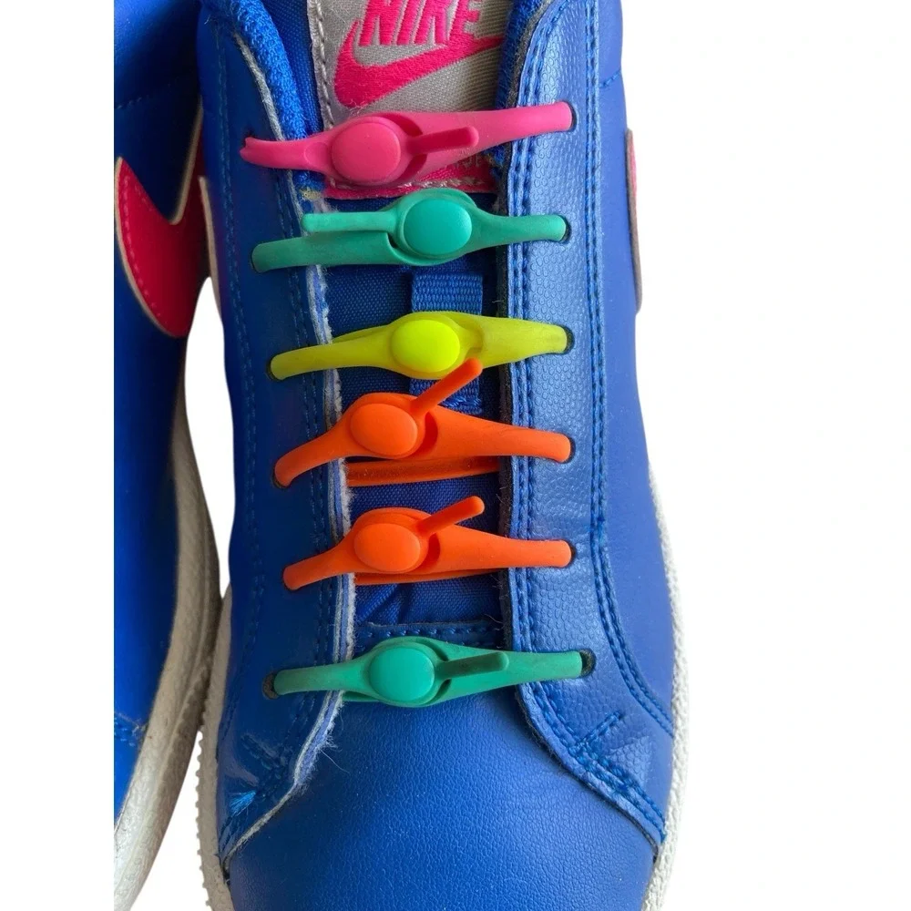 Nike Court Majestic Sneakers Womens Size 7 Neon Blue‎ Pink Hickies No Tie Laces